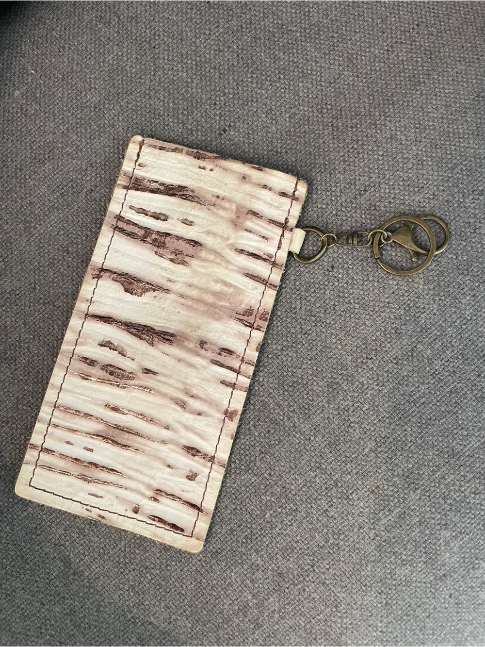 Textured Cream and Brown Sunglass Holder with Keychain
